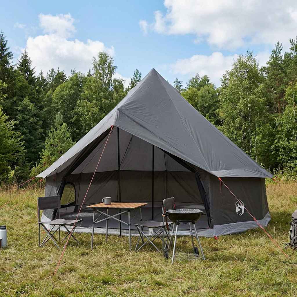 Tipi Tent Polyester and Steel Brown Grey 6-Person