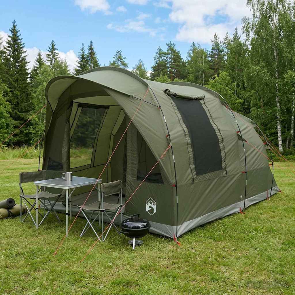 Family Tent Tunnel Waterproof Olive Green 3-Person