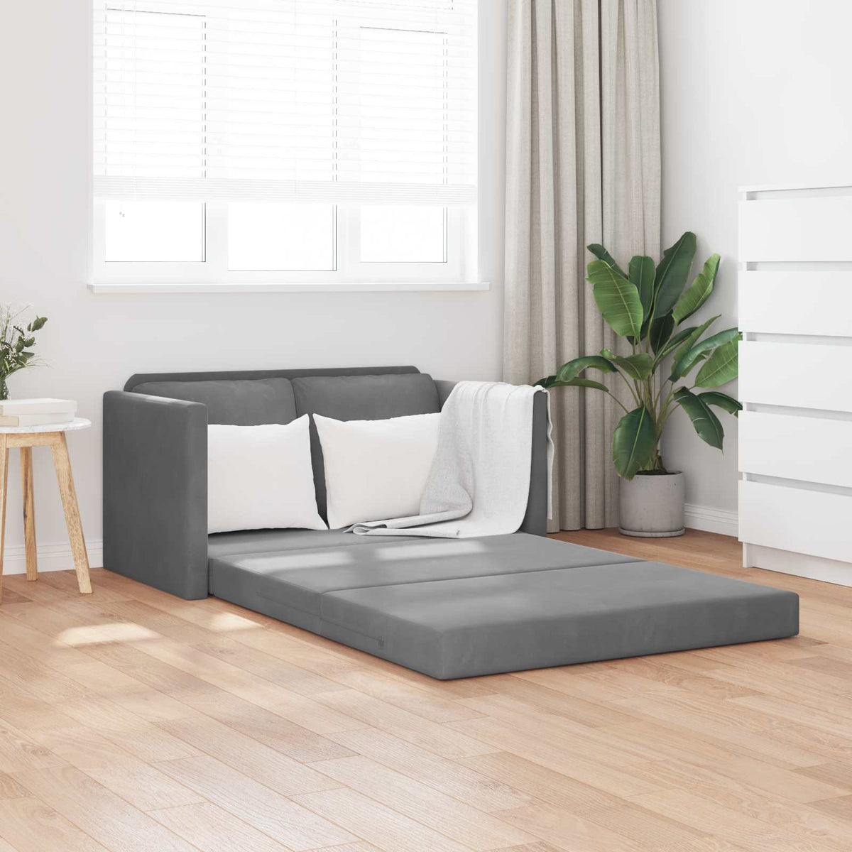 Folding Sofa Bed 122 x 70 x 60 cm Velvet Dark grey