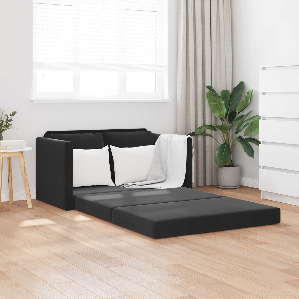 Folding Sofa Bed 122 x 70 x 60 cm Velvet Black