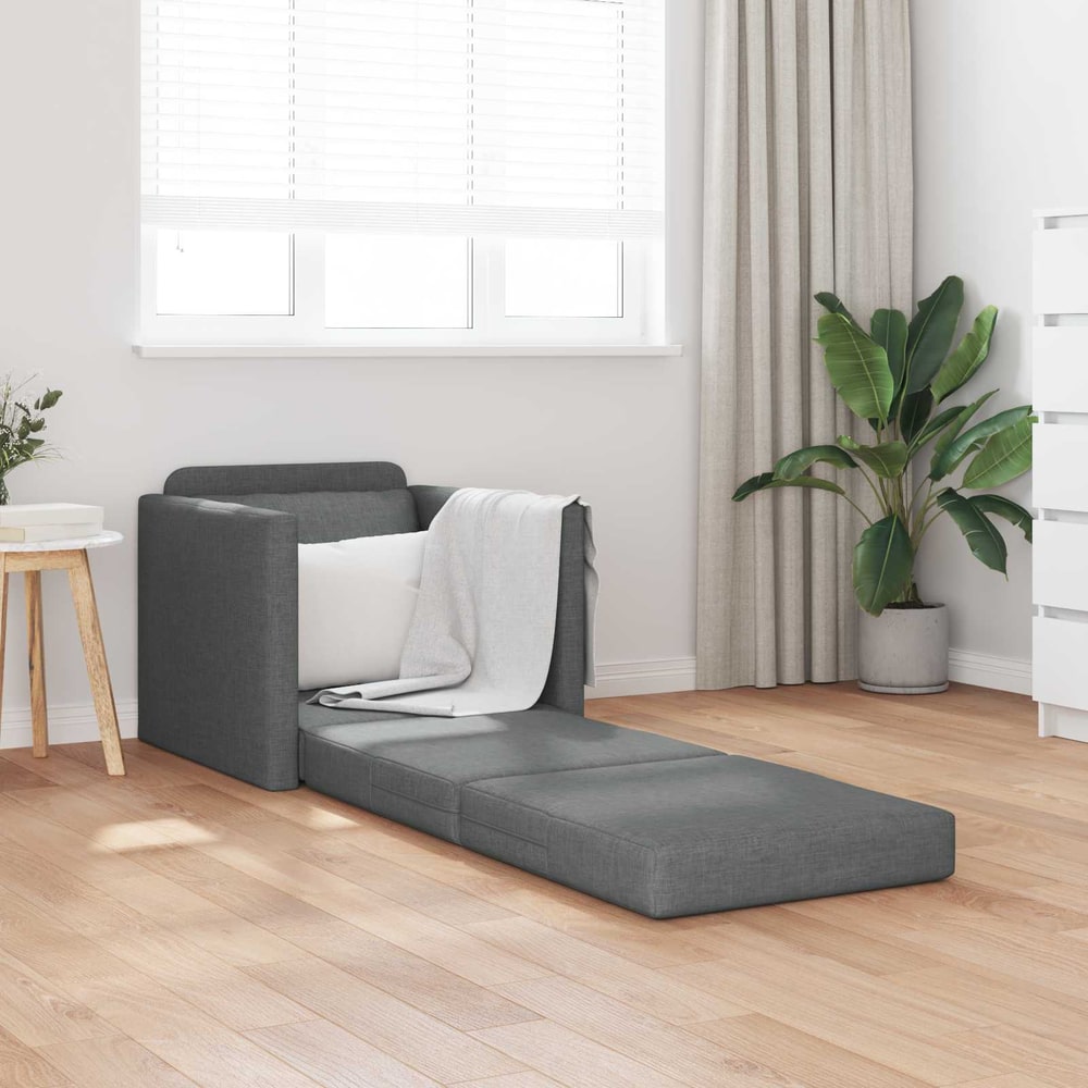 Folding Sofa Bed 74 x 77 x 81 cm Fabric Dark grey