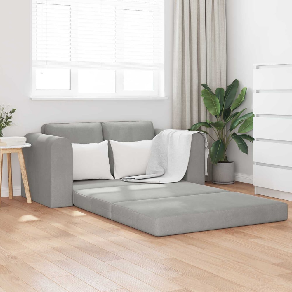Folding Sofa Bed 148 x 71 x 83 cm Velvet Light grey