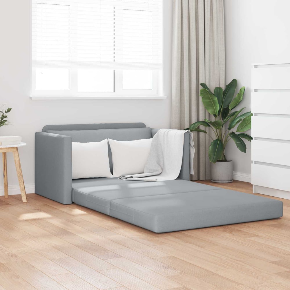 2-Seater Folding Sofa Bed 124 x 71 x 78 cm Fabric Light grey