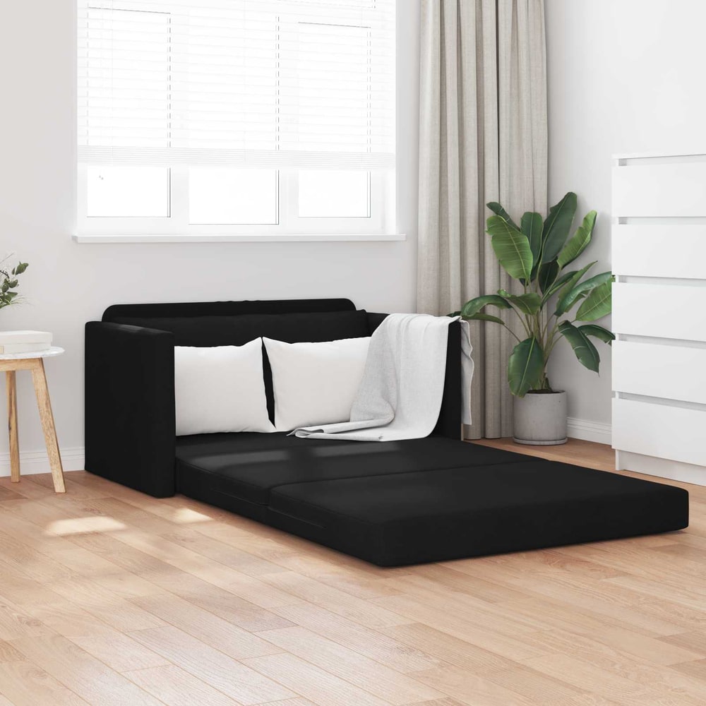 2-Seater Folding Sofa Bed 124 x 71 x 78 cm Fabric Black