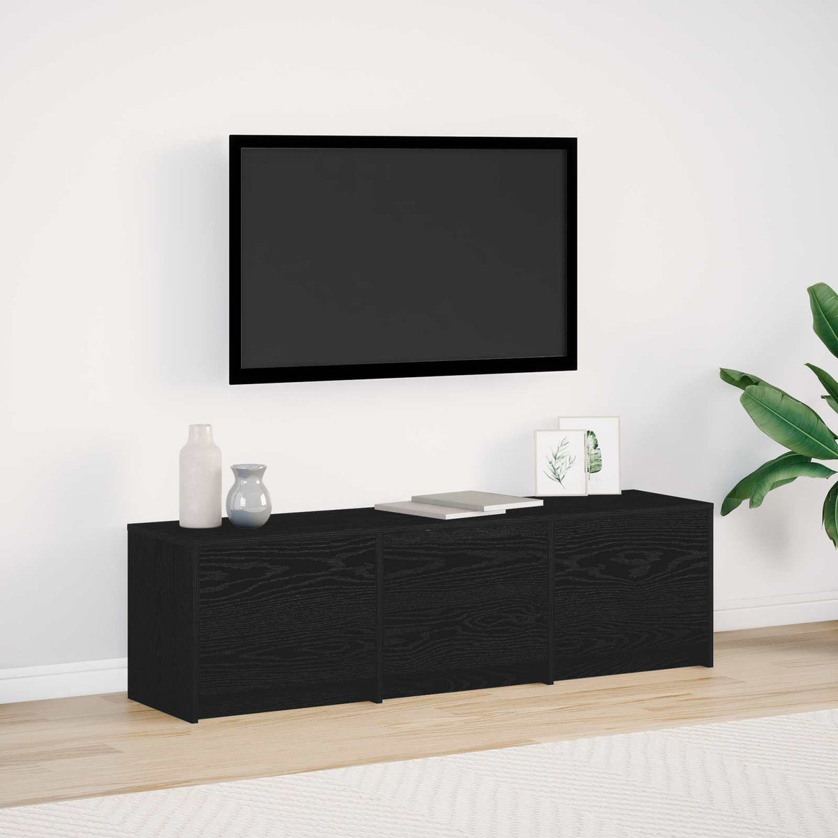 TV Cabinet Engineered Wood Width 140 cm Black oak