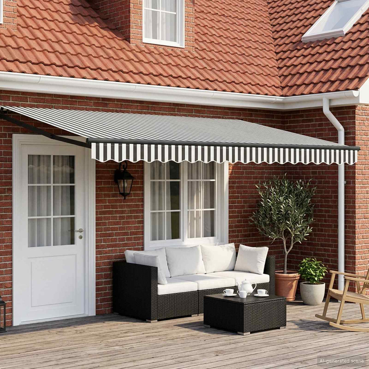 Awning Solar Anthracite White Stripe