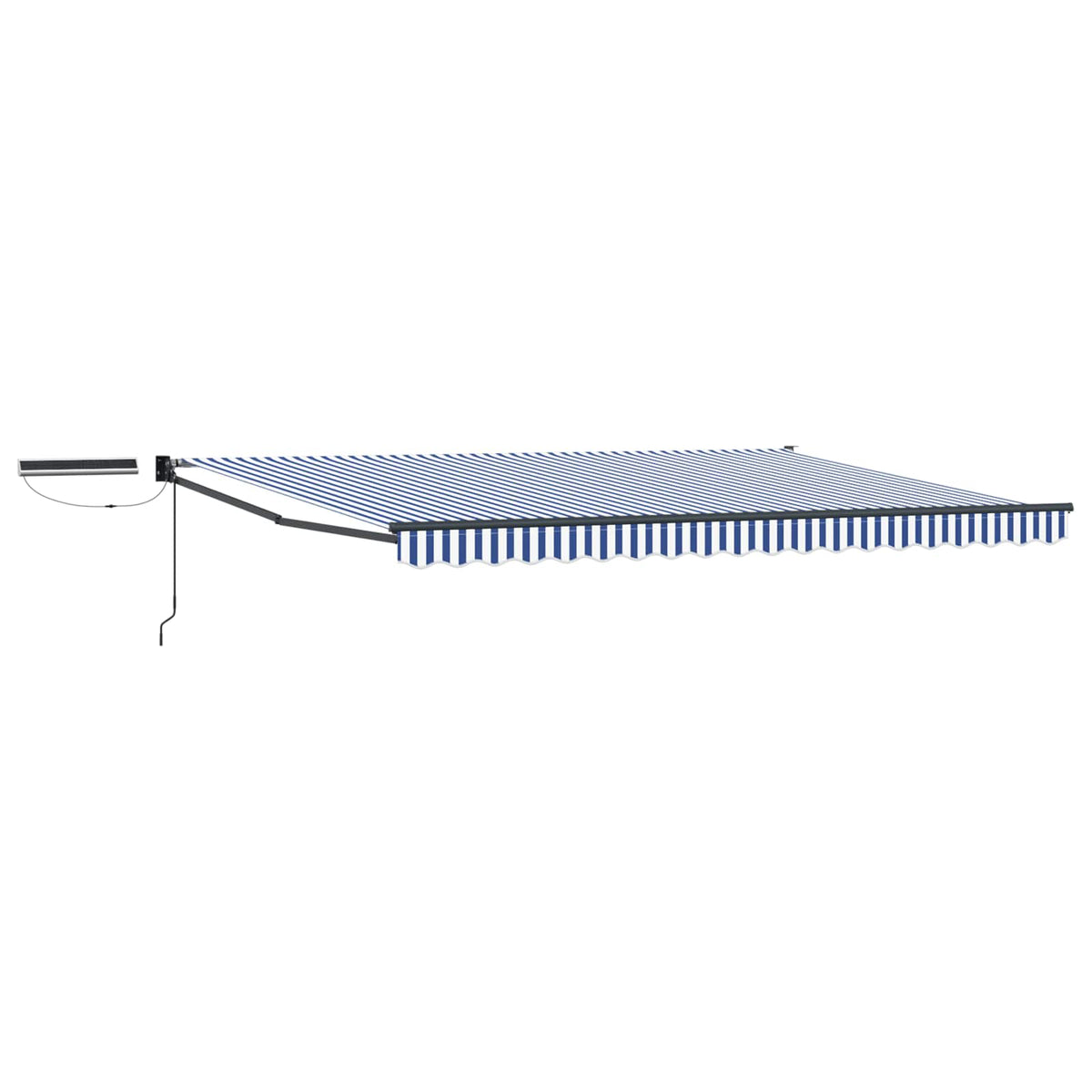 Solar Electric Awning Anthracite Blue White Stripe
