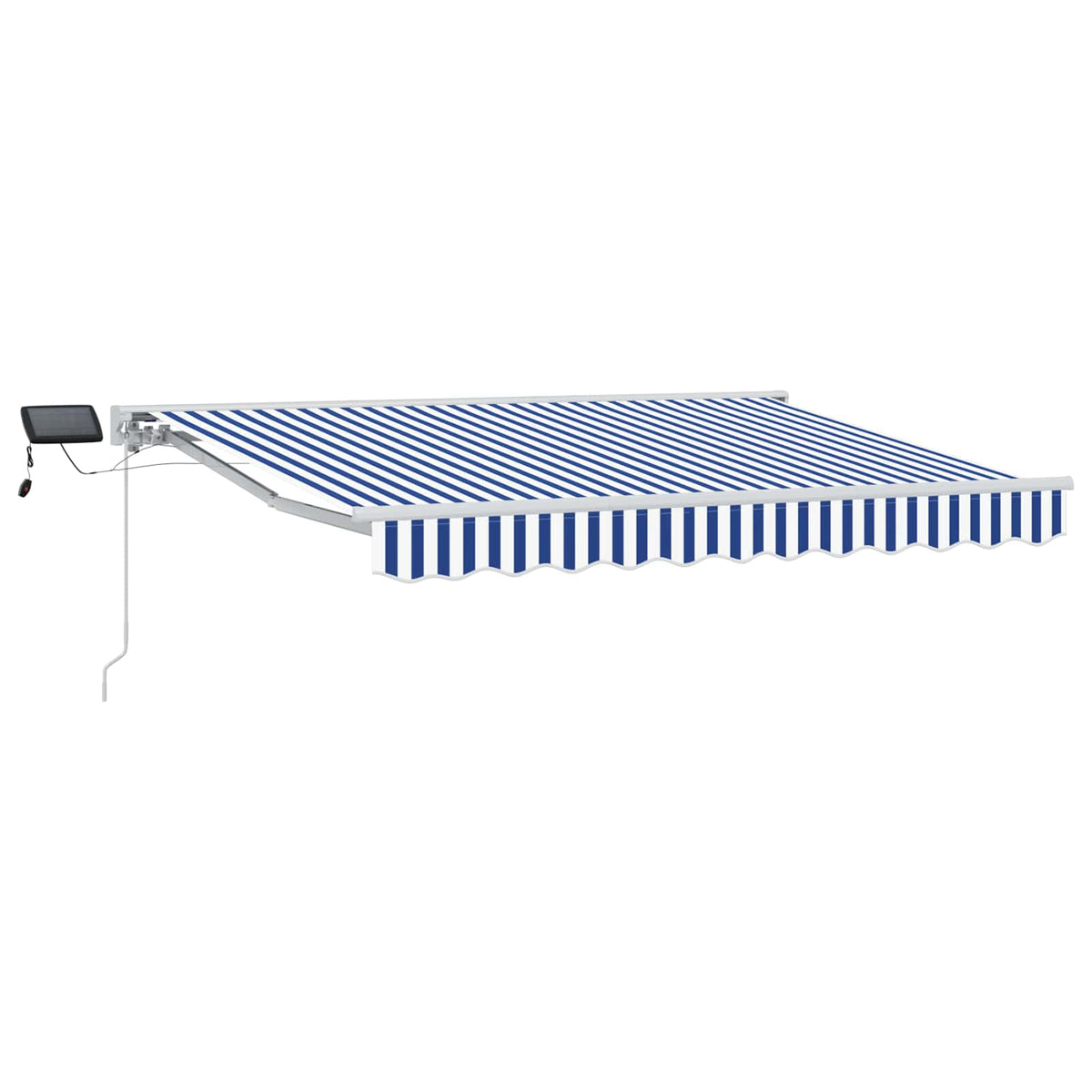 Manual Awning with Solar LED 3.5 x 2 m White Blue and White Stripe