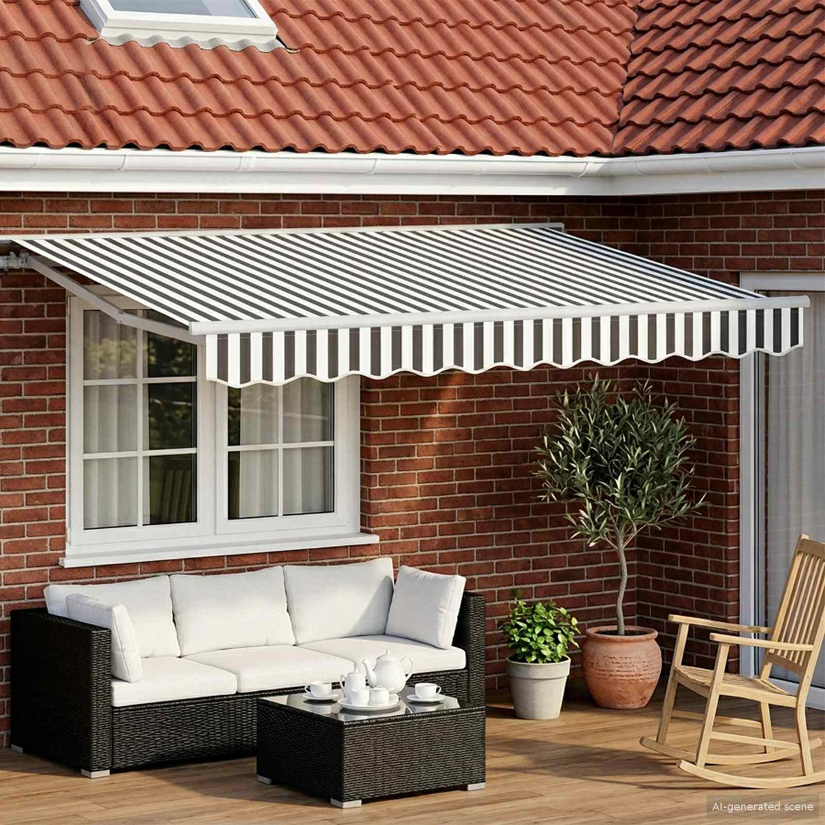 Awning Solar White Anthracite Stripe