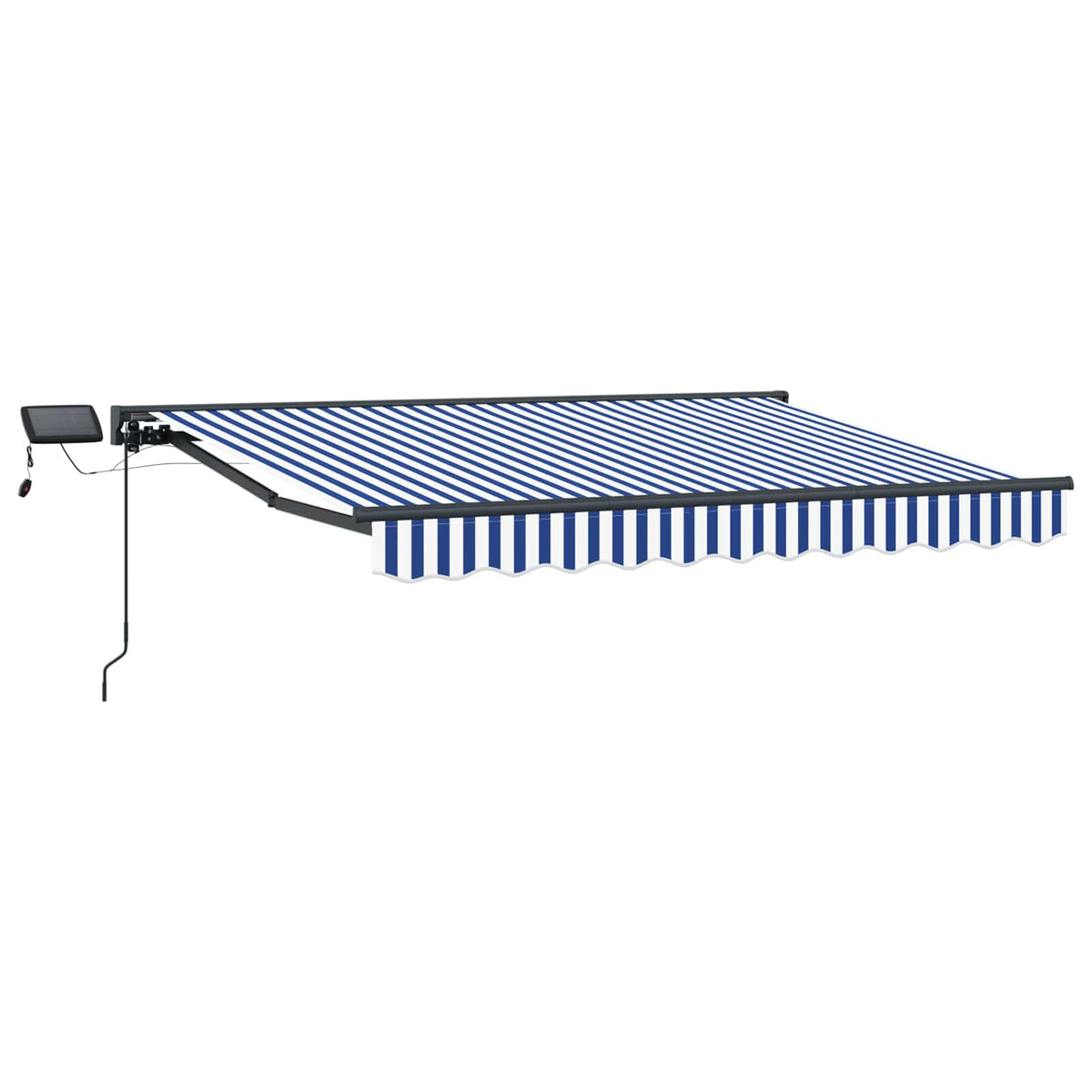 Manual Awning with Solar LED 3 x 2.5 m Anthracite Blue and White Stripe
