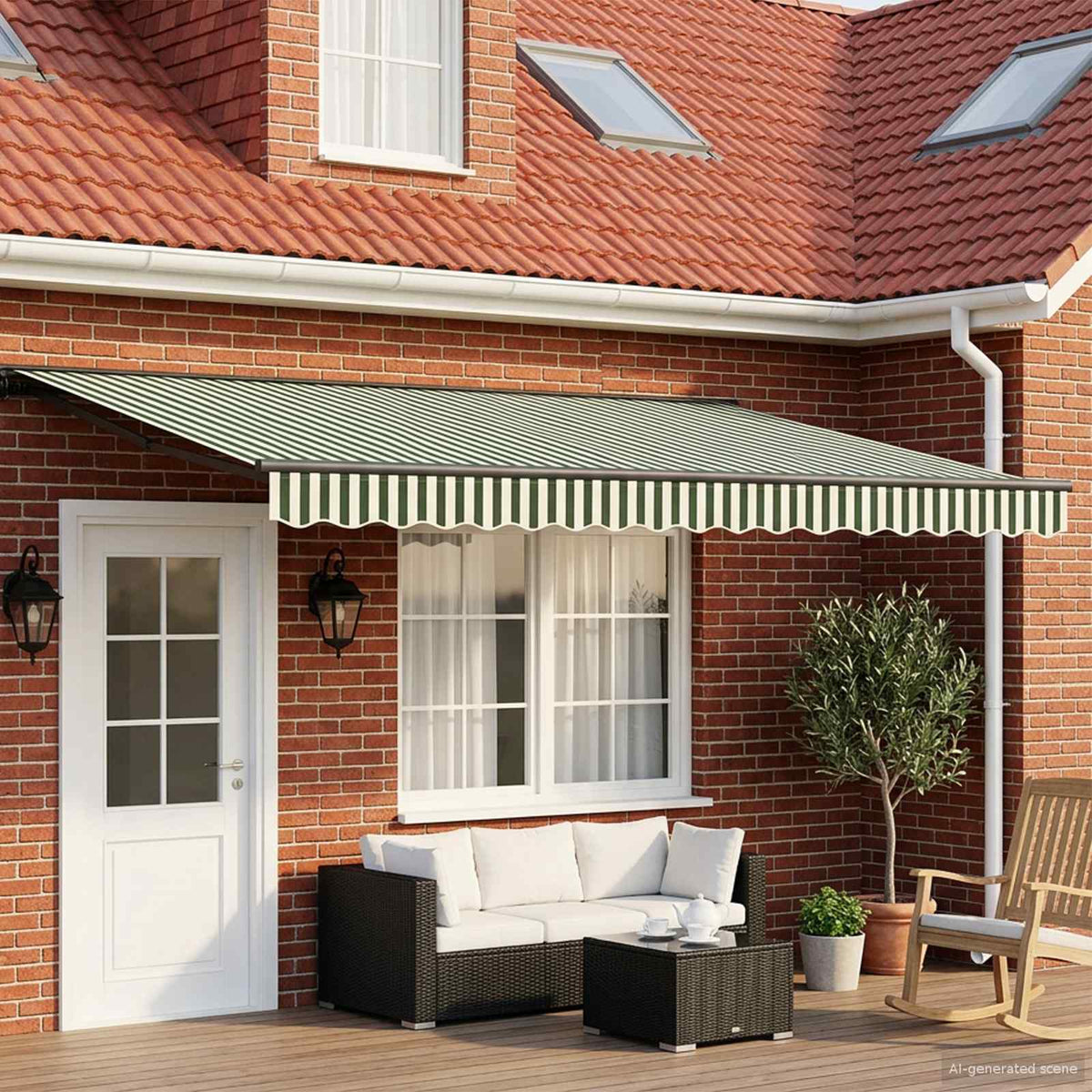 Awning Solar Anthracite Green White Stripe