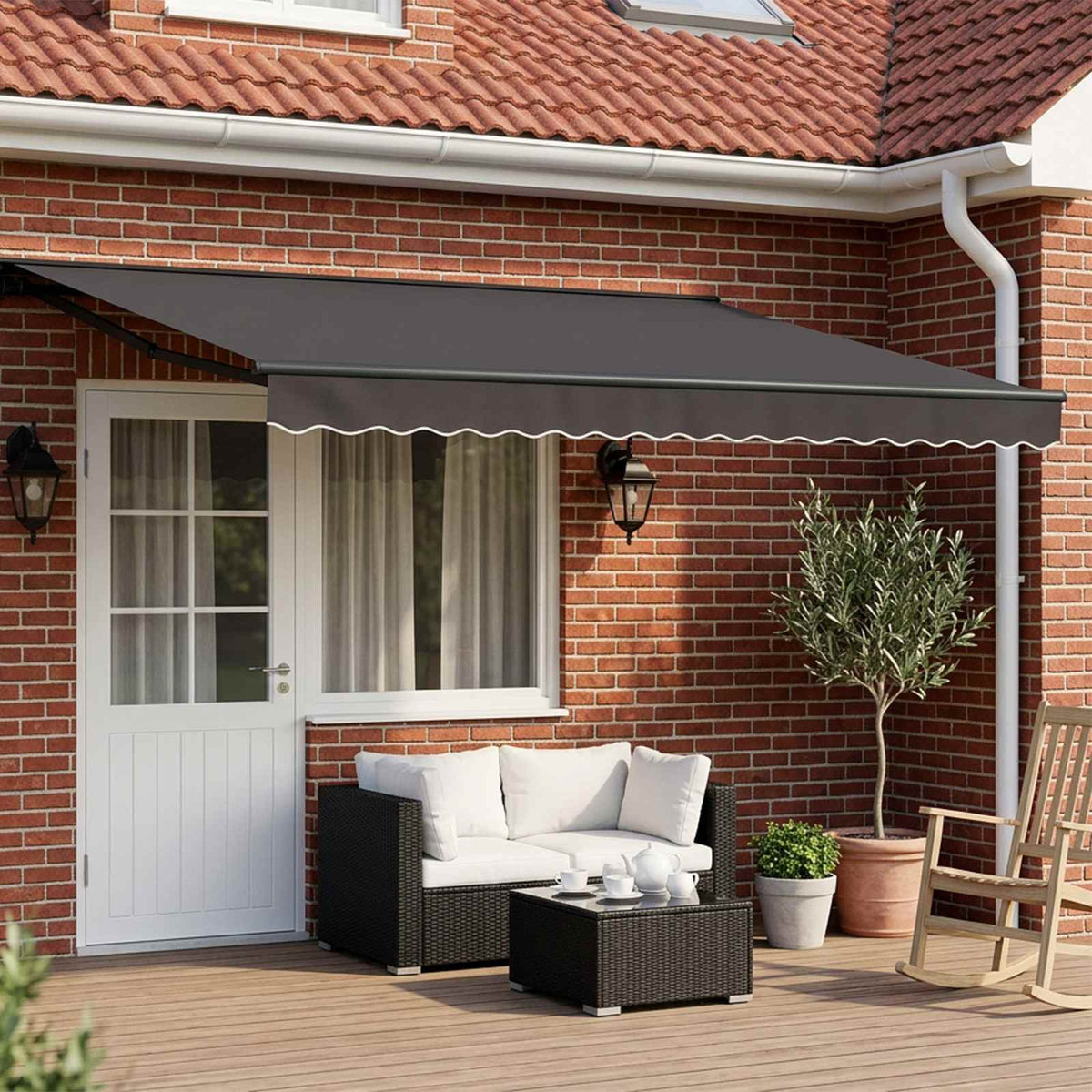 Manual Awning with Solar LED 5 x 3 m Anthracite Anthracite
