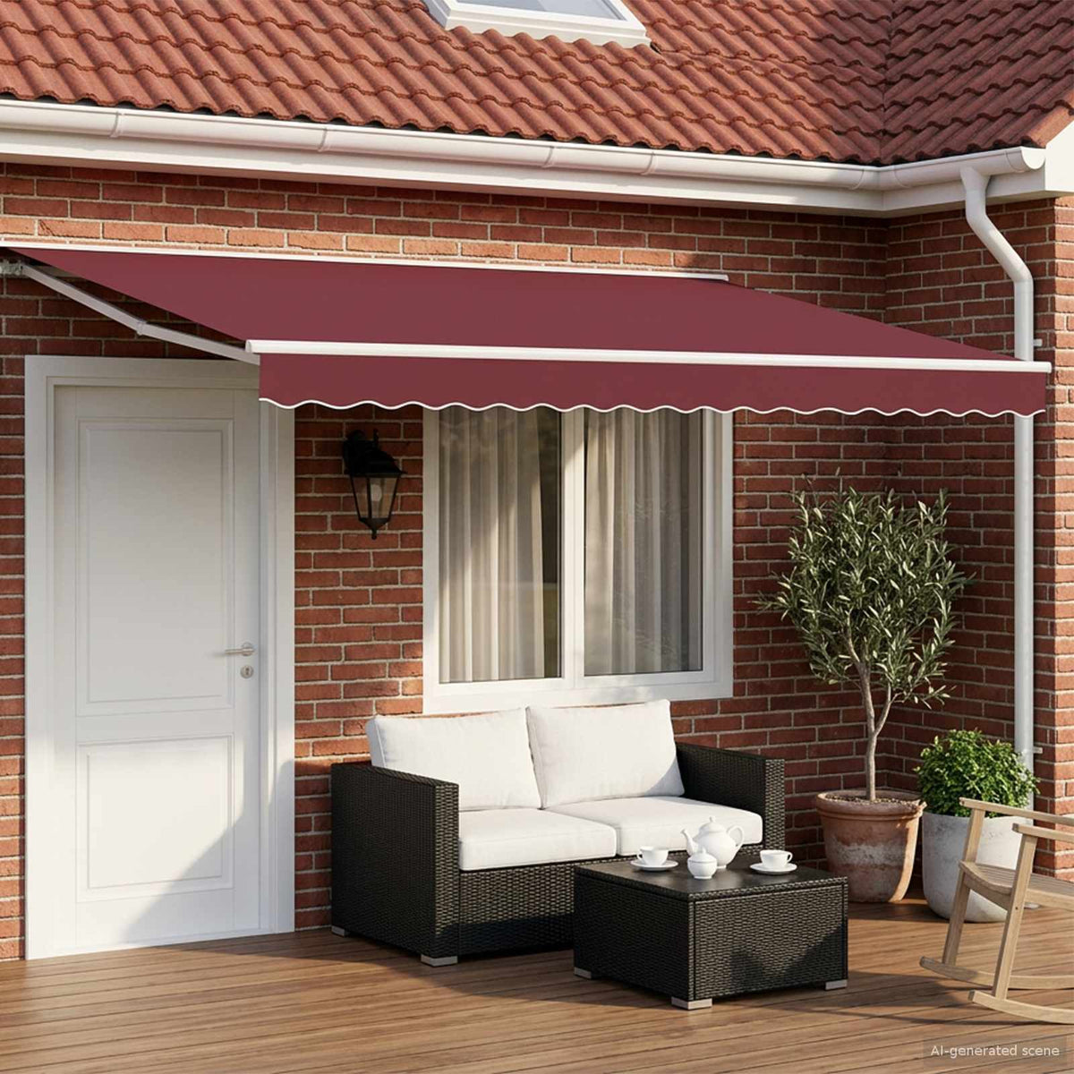 Awning White Burgundy