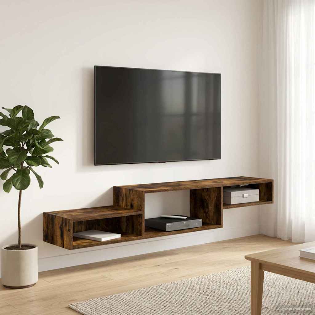 vidaXL Wall-mounted TV Cabinet Wall-Mounted Smoked Oak 1