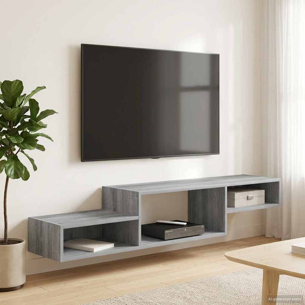 vidaXL Wall-mounted TV Cabinet Wall-Mounted Grey Sonoma 4