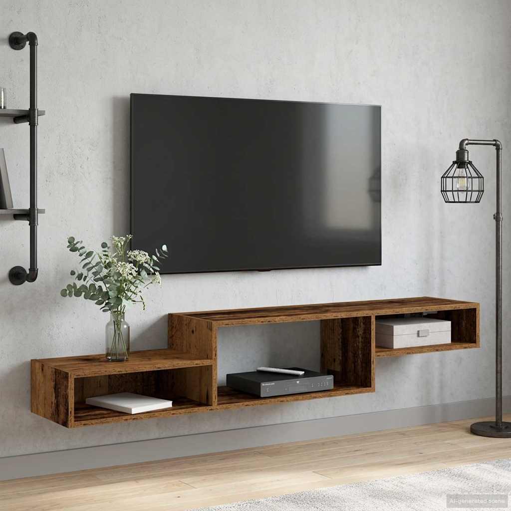 vidaXL Wall-mounted TV Cabinet Wall-Mounted Old Wood 150 x 28 x 26 cm 4