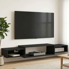 vidaXL Wall-mounted TV Cabinet Wall-Mounted Black Oak 140 x 28 x 21 cm 4