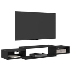 vidaXL Wall-mounted TV Cabinet Wall-Mounted Black Oak 140 x 28 x 21 cm 3