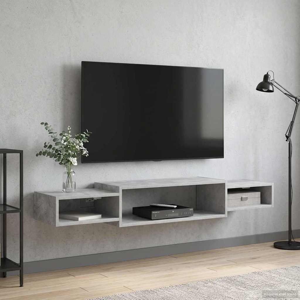 vidaXL Wall-mounted TV Cabinet Wall-Mounted Concrete Grey 4