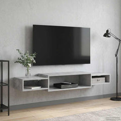 vidaXL Wall-mounted TV Cabinet Wall-Mounted Concrete Grey 4