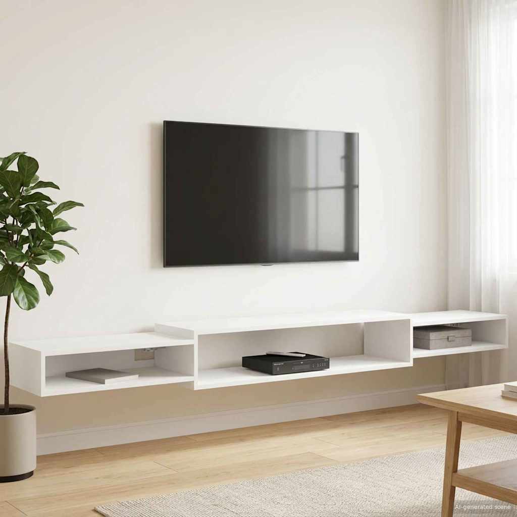 Wall-mounted TV Cabinet Wall-Mounted Length 220 cm White