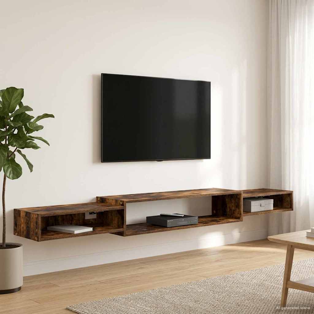 Wall-mounted TV Cabinet Wall-Mounted Length 220 cm Smoked oak