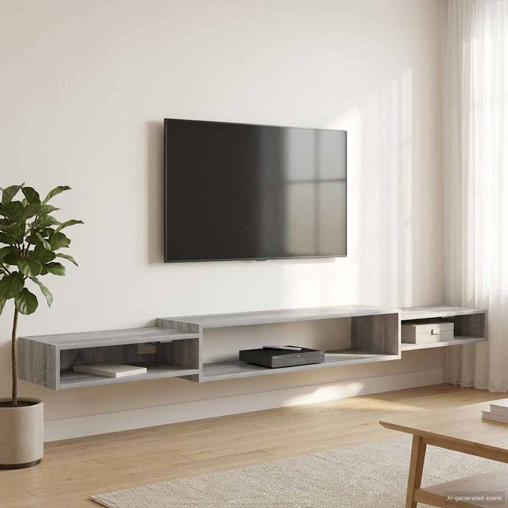 Wall-mounted TV Cabinet Wall-Mounted Length 220 cm Grey Sonoma