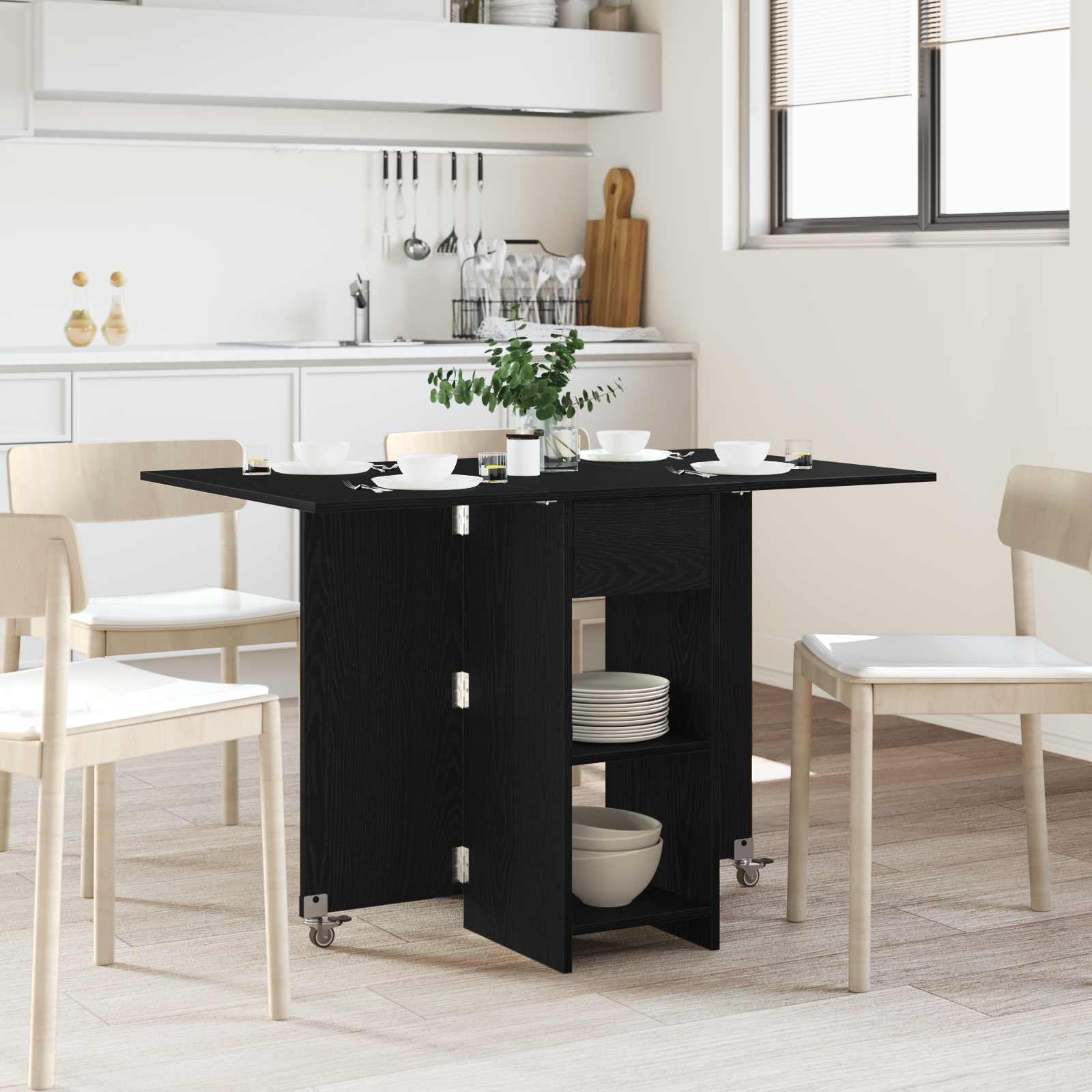 vidaXL Dinning Table 115 x 70 x 75 cm Engineered Wood Black Oak 1