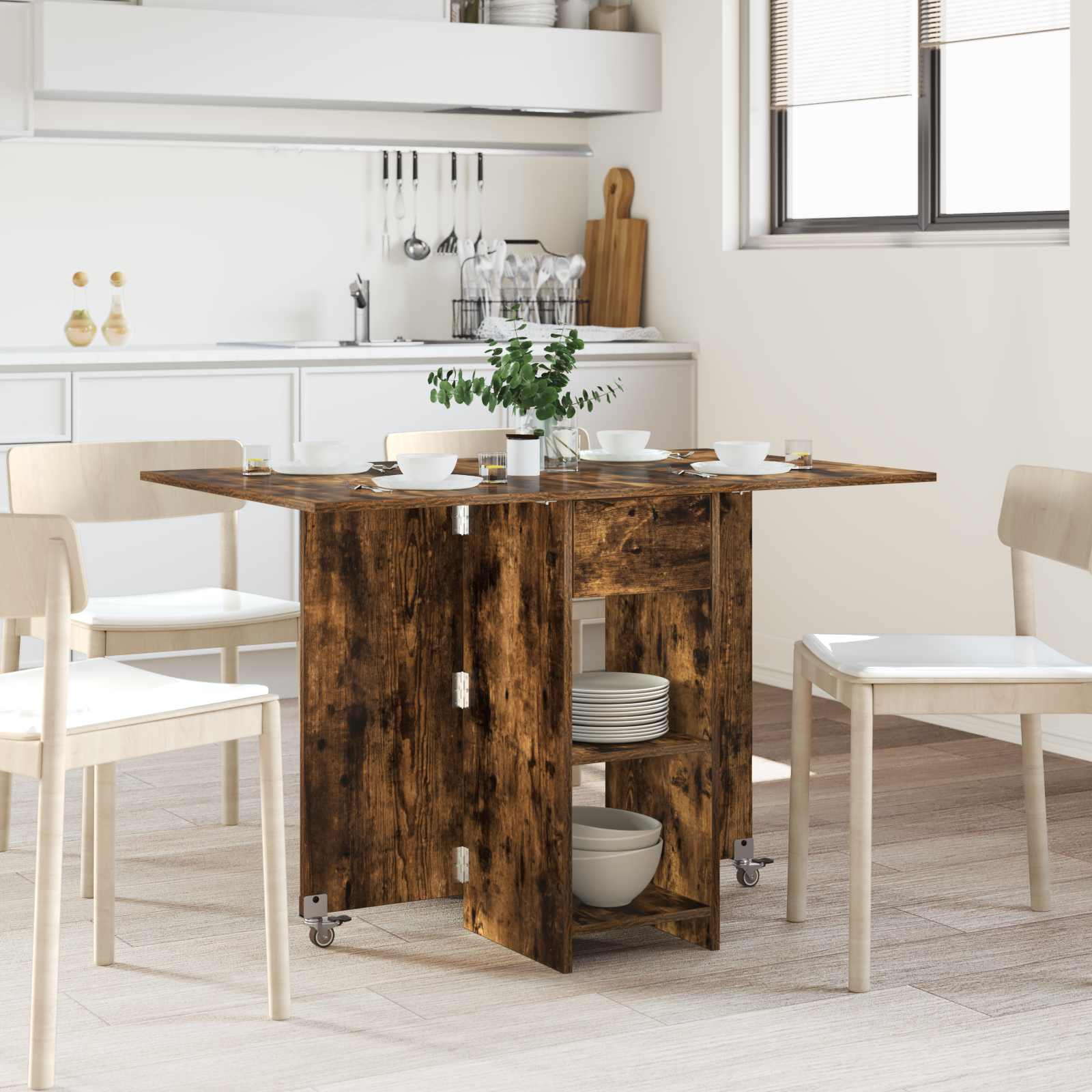 vidaXL Dinning Table 115 x 70 x 75 cm Engineered Wood Smoked Oak 1