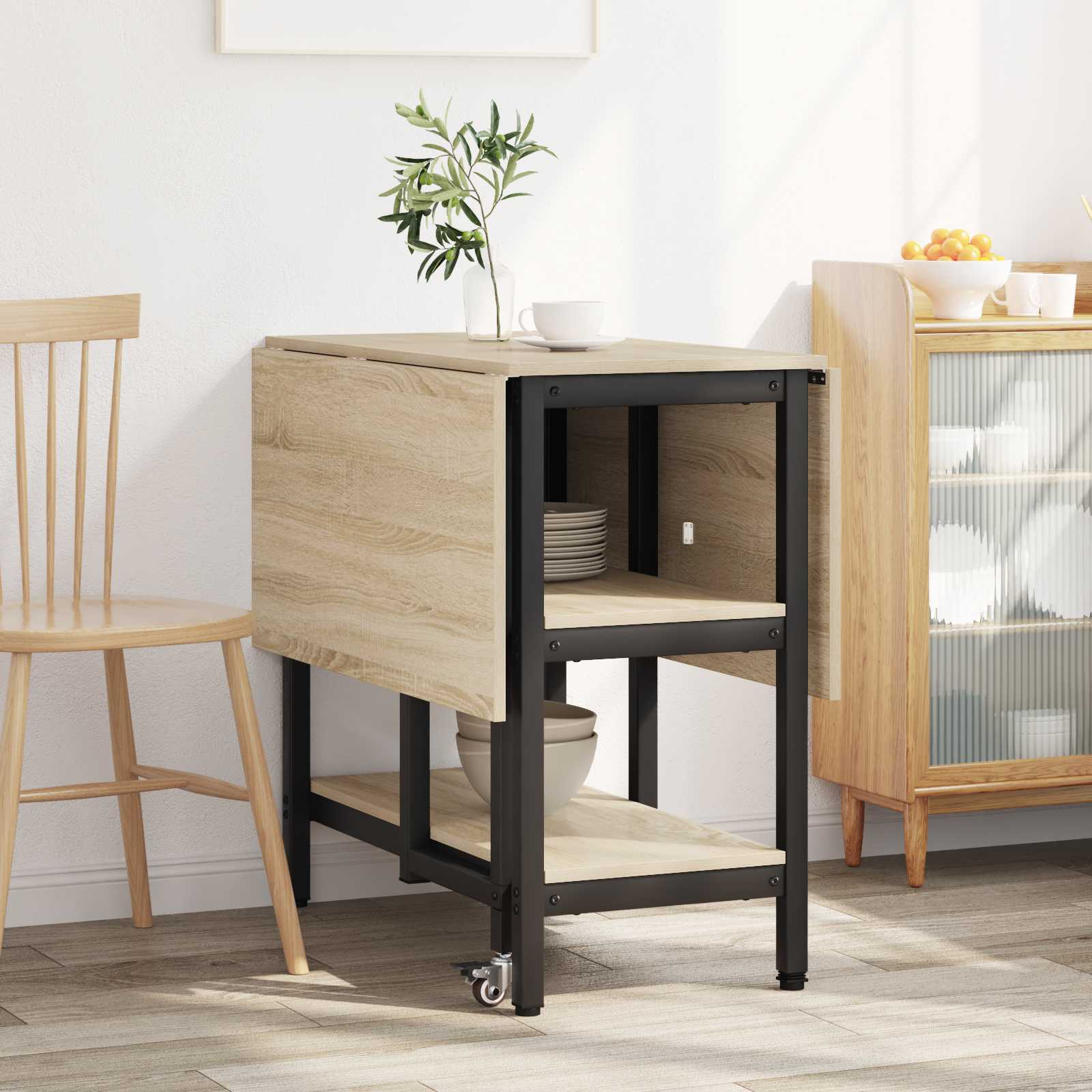 vidaXL Dinning Table 122 x 80 x 76.5 cm Engineered Wood Sonoma Oak 4
