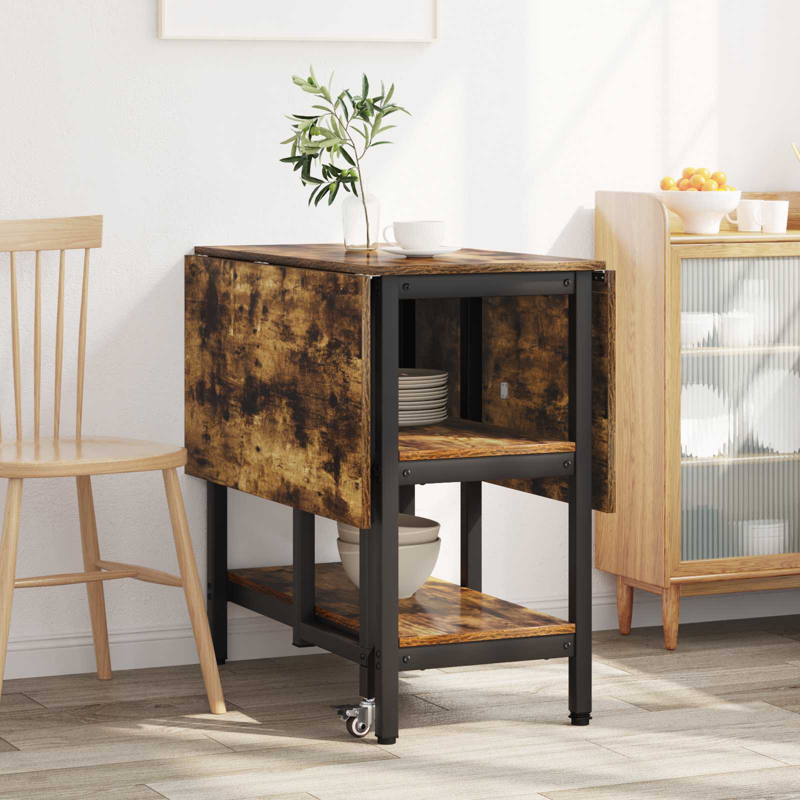 vidaXL Dinning Table 122 x 80 x 76.5 cm Engineered Wood Smoked Oak 4