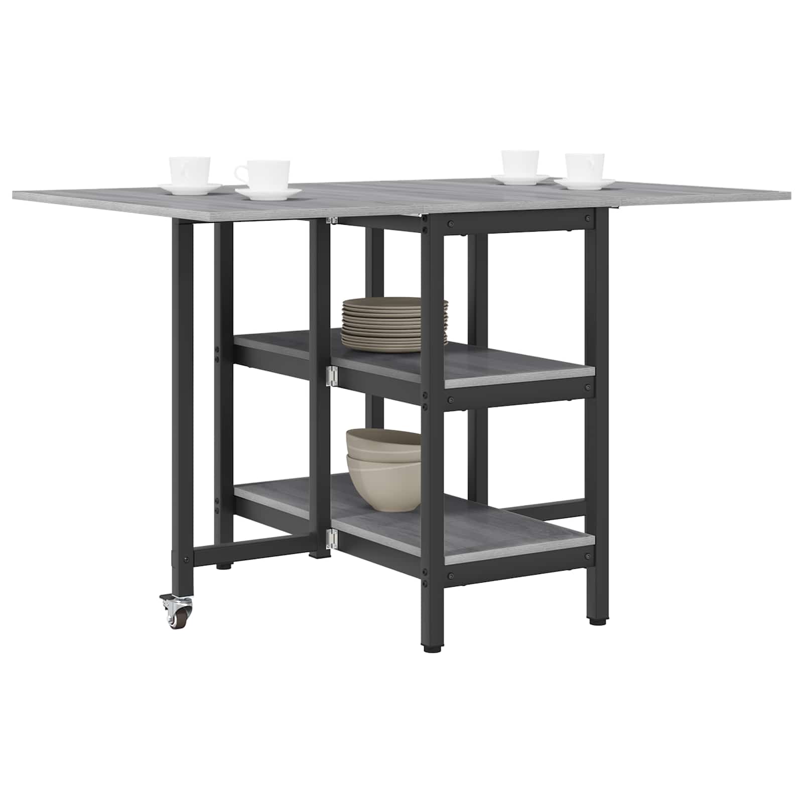 vidaXL Dinning Table 122 x 80 x 76.5 cm Engineered Wood Grey Sonoma 3