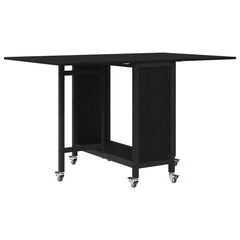 vidaXL Folding Dining Table with Castors 130 x 80 x 76.5 cm Black Oak 2
