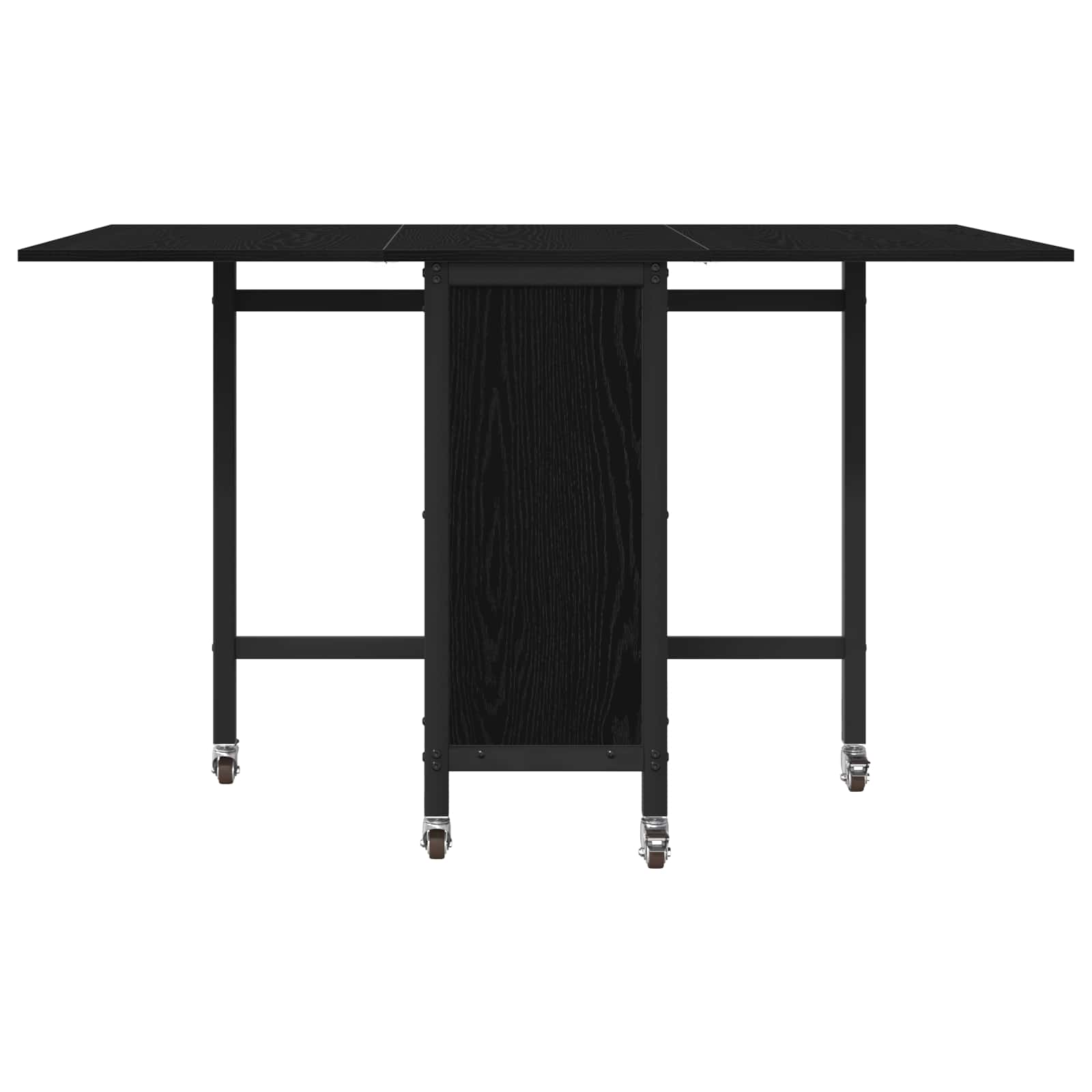 vidaXL Folding Dining Table with Castors 130 x 80 x 76.5 cm Black Oak 5