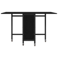 vidaXL Folding Dining Table with Castors 130 x 80 x 76.5 cm Black Oak 5