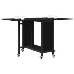 vidaXL Folding Dining Table with Castors 130 x 80 x 76.5 cm Black Oak 3