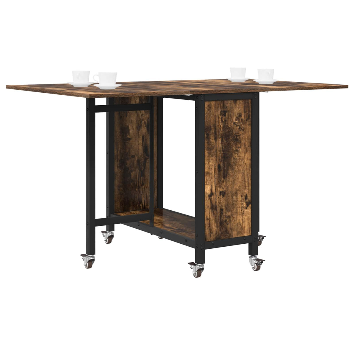 Folding Dining Table with Castors Steel PB