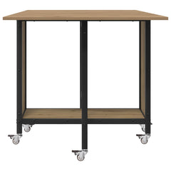 vidaXL Folding Dining Table with Castors 130 x 80 x 76.5 cm steel PB 6