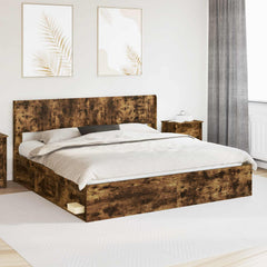 Bed Frame Storage Headboard Smoked oak