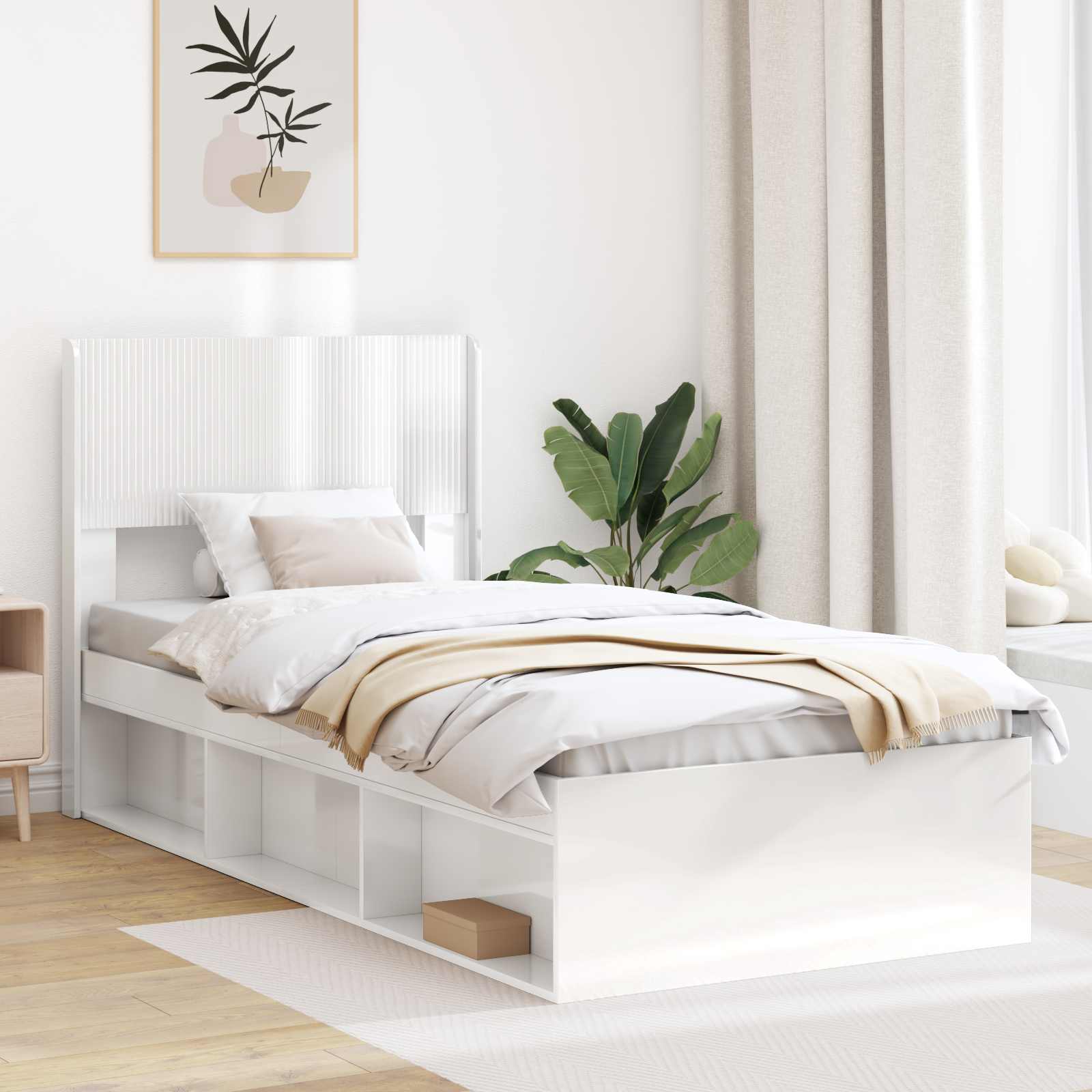 vidaXL Headboard High Gloss White PB 1
