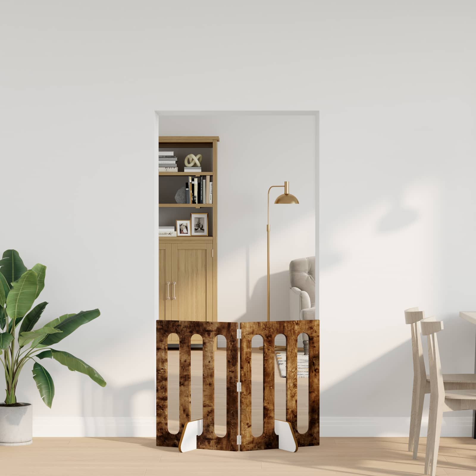 vidaXL Folding Pet Fence 2 pcs Smoked Oak 100.5 x 38 x 70 cm 1