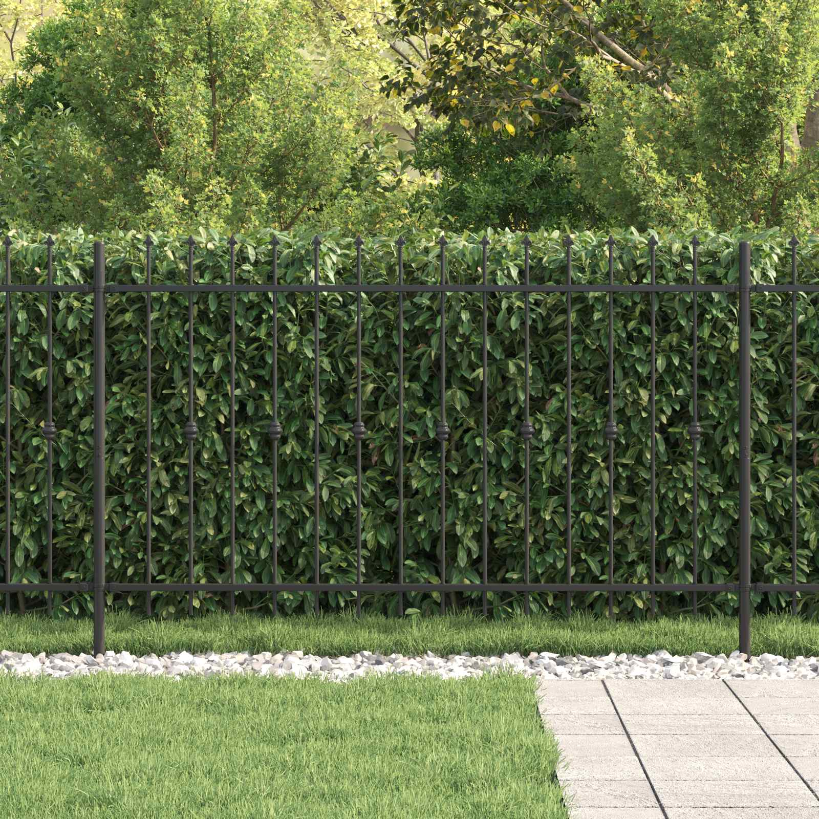 vidaXL Spike Fence ASTEN 200 x 166 cm Powder-Coated Steel Black 3