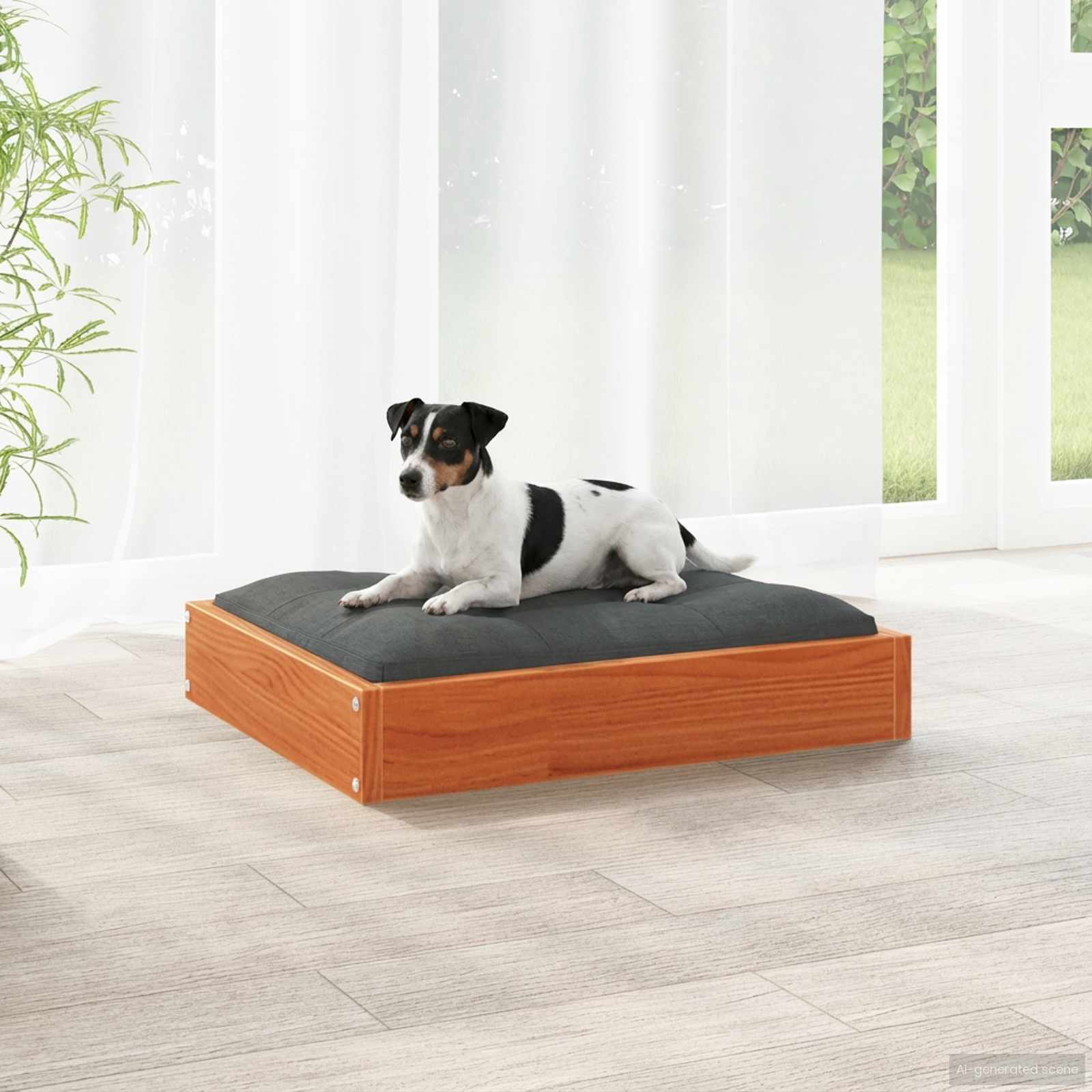 vidaXL Dog Bed Wax Brown 51.5 x 44 x 9 cm Solid Pine Wood 1