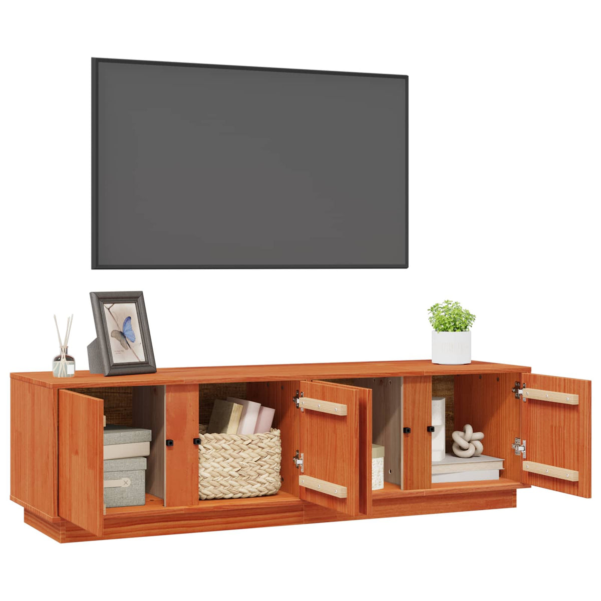 TV Cabinet 140x40x40 cm Solid Wood Pine Wax brown