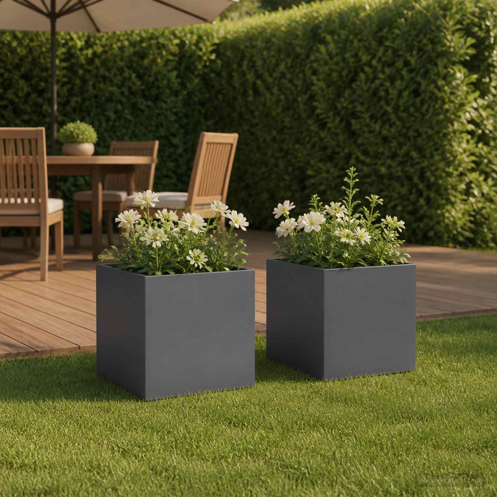 vidaXL Garden Planter 2 pcs Anthracite 25 x 25 x 25 cm 1