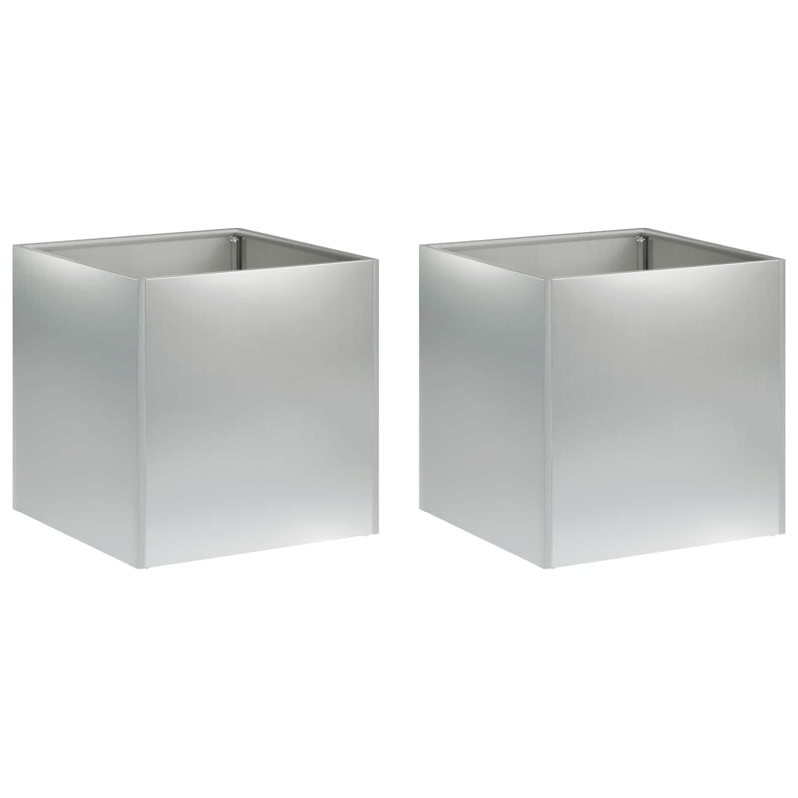 vidaXL Garden Planter 2 pcs Silver 35 x 35 x 35 cm Galvanised Steel 2