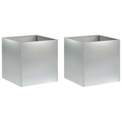 vidaXL Garden Planter 2 pcs Silver 35 x 35 x 35 cm Galvanised Steel 2