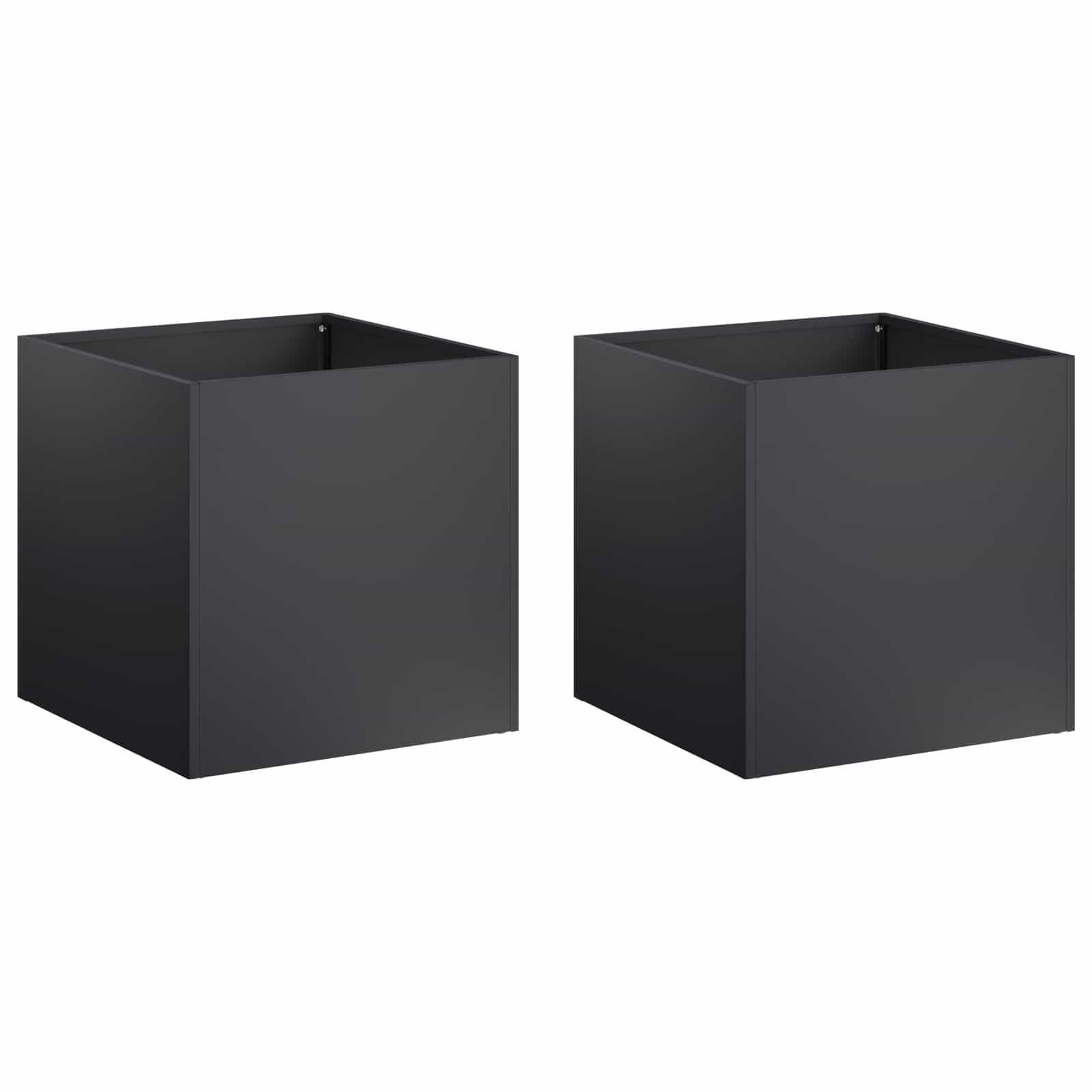 vidaXL Garden Planter 2 pcs Black 45 x 45 x 45 cm Cold-rolled Steel 2