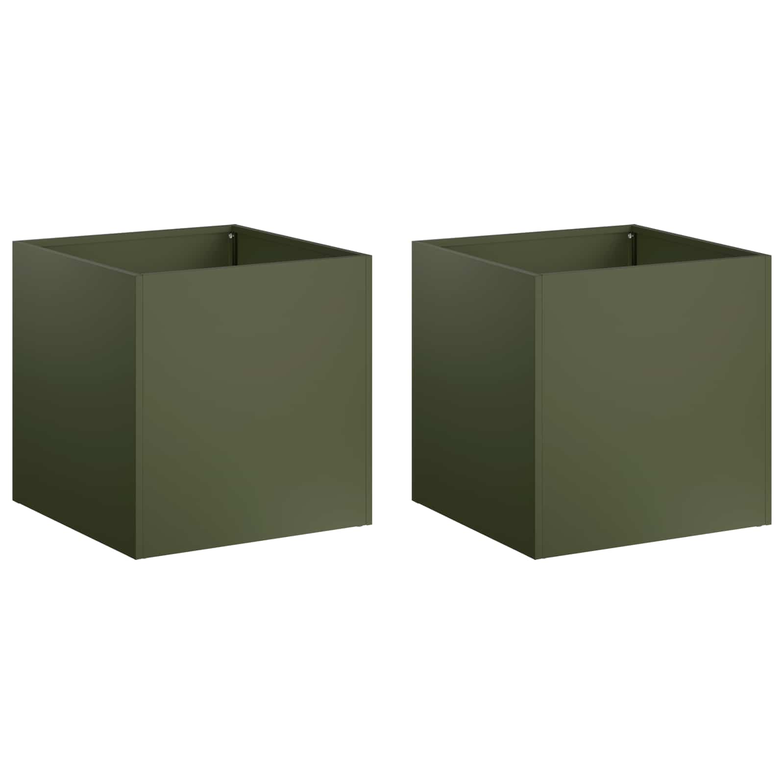 vidaXL Garden Planter 2 pcs Olive Green 45 x 45 x 45 cm 2