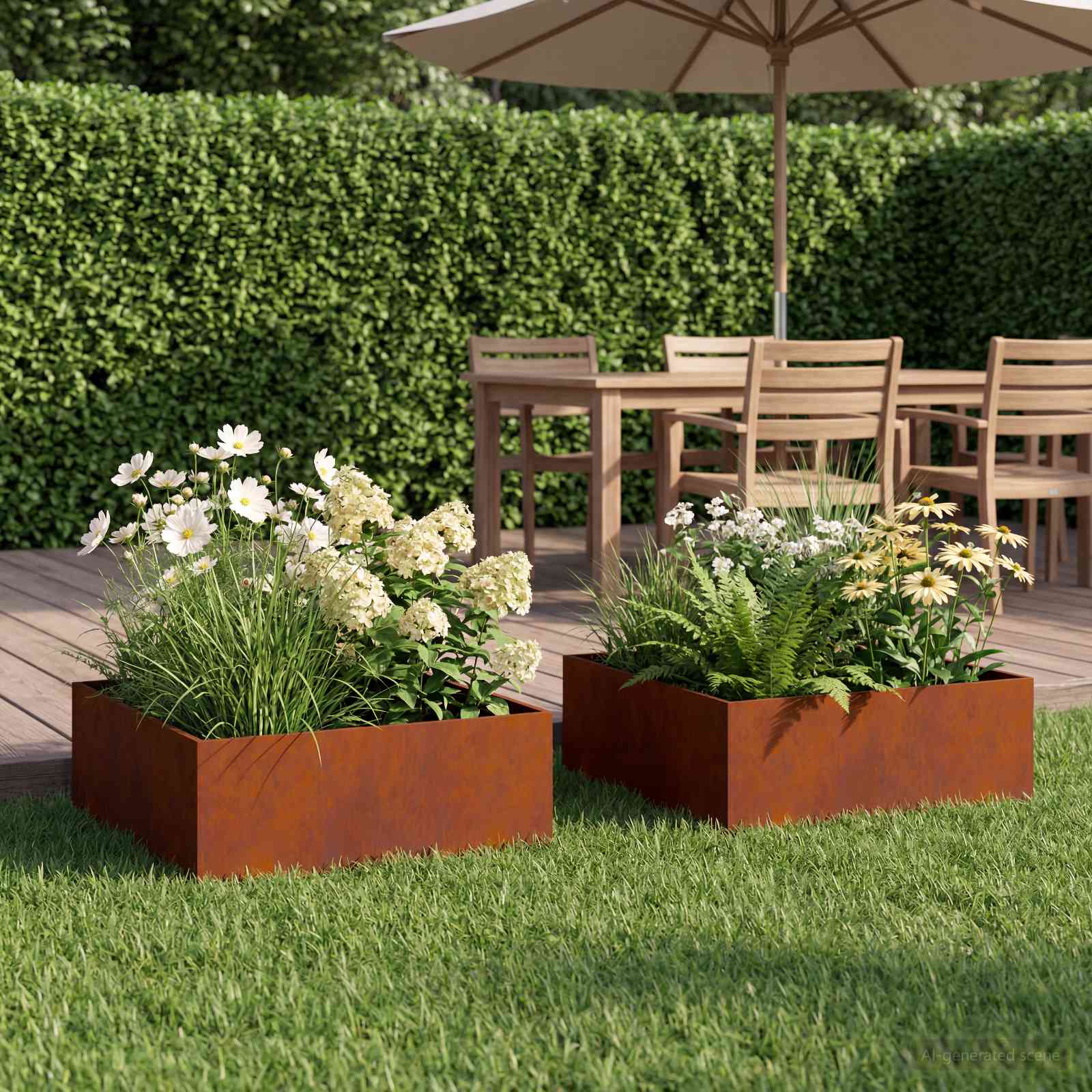 vidaXL Garden Planter 2 pcs Rusty 40 x 40 x 20 cm Weathering Steel 1